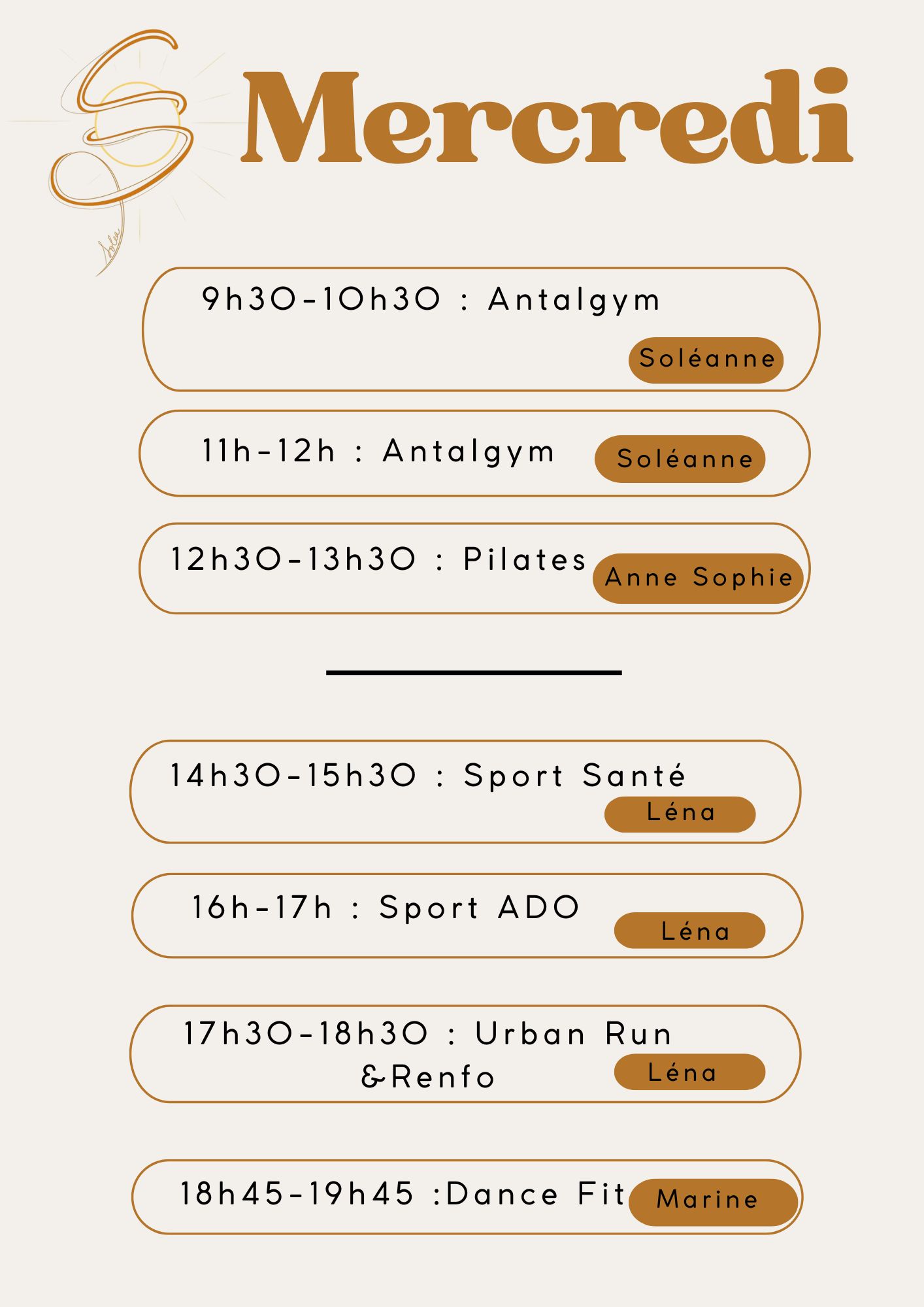 a.3 Planning Activité Sportive : Mercredi 